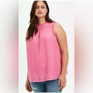 Torrid Pink Heart Pattern Ruffle Detail Sleeveless Top Size 0